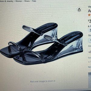 Anne Klein "Wanita" Smoke strap Translucent ice wedge  slip ons  7 1/2 NWT
